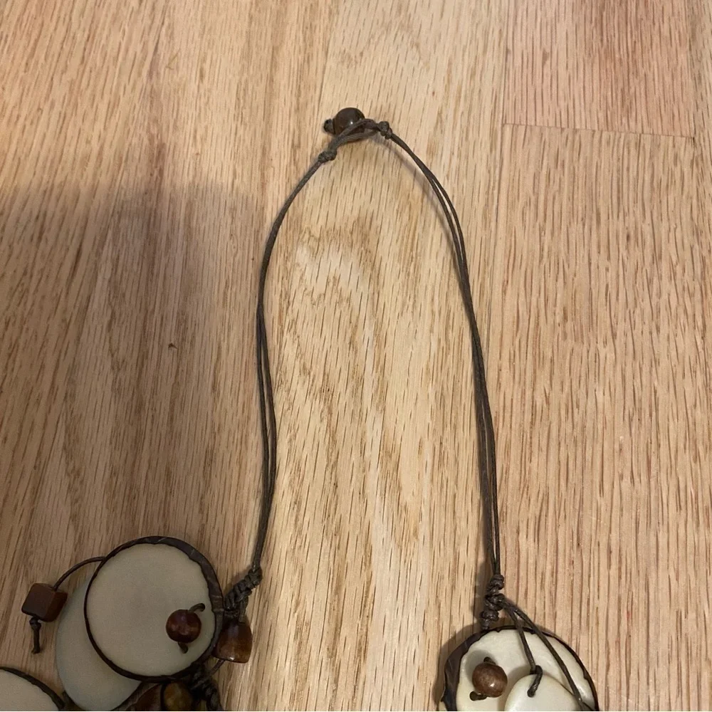 TAGUA WOMEN'S IVORA ILIANA NECKLACE Brown Cream Dangle Boho